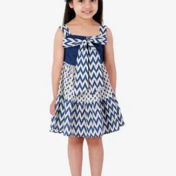 Lil Drama Kids Navy & White Printed Dress-image-59