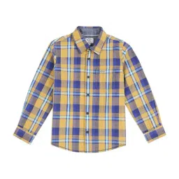 Pepe Jeans Kids Yellow & Blue Cotton Chequered Full Sleeves Shirt-picture-16