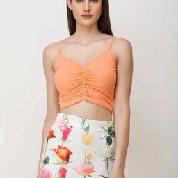 Cation Orange Shoulder Strap Crop Top-picture-42
