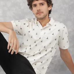 Crimsoune Club White Slim Fit Printed Polo T-Shirt image 4