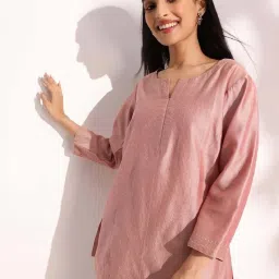 Fabindia Pink Embroidered A Line Short Kurti image 4