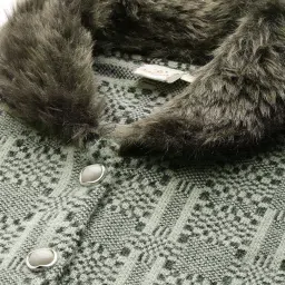 Aarika Green Wool Abstract Cardigan image 4