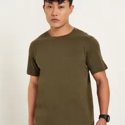 Ajile By Pantaloons Olive Cotton Slim Fit T-Shirt-picture-175