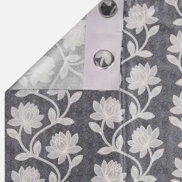 Romee Grey Polyester Floral Curtains and Sheers image 4