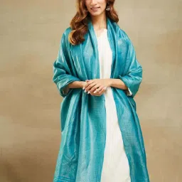 Fabindia Turquoise Striped Dupatta image 4