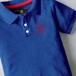 Codez Boys Blue & Green Solid Polo T-shirt image 4