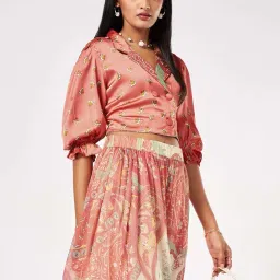 Marigold Lane Peach Printed Crop Top image 4