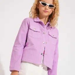VERO MODA GIRL Kids Crocus Petal Cotton Solid Shirt-picture-5