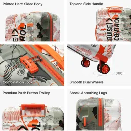 Uppercase Green Printed Hard Cabin Trolley Bag Set of 3 image 4