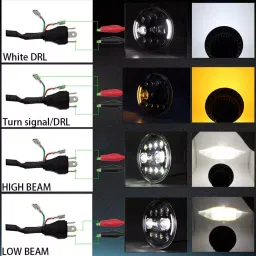 Oswin Gold OG-22-2 75 W 17.78 cm (7 Inch) Round White LED Headlight with Hi/Low Beam for Bullet, Harley Davidson & Jeep Wrangler (Set of 2 Pcs) image 4