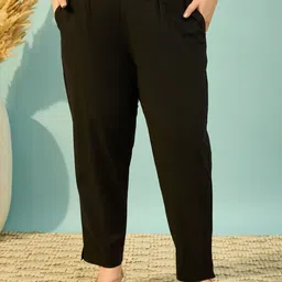 Moda Rapido Women Pure Cotton Pleated Trousers-picture-33