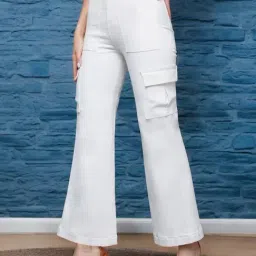 Miss Chase White Wide Leg High Rise Clean Look Regular Stretchable Denim Jeans-image-22