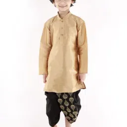 VASTRAMAY Kids Black & Gold Embroidered Dhoti image 4