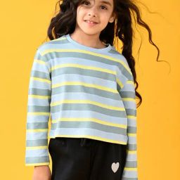 Anthrilo Girls Multicolor Striped Full Sleeves Crop Top-picture-25