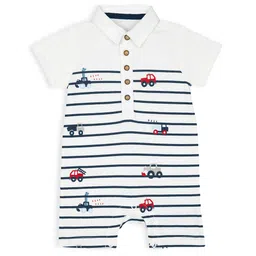 mothercare Boys White Striped Pure Cotton Rompers-picture-47