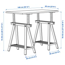 ikea lagkapten / mittback Desk, white/birch, 140x60 cm image 2