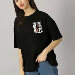 LECOWAR Women Printed Drop-Shoulder Sleeves Applique T-shirt image 5