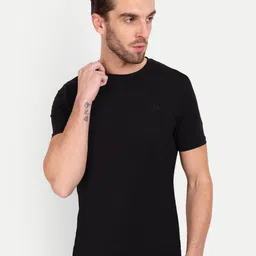 MEGHZ Men Solid Round Neck Cotton Slim Fit T-shirt-picture-23