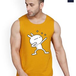 SLOWLORIS Pack Of 2 Printed Sleeveless Combed Cotton Gym Vests-picture-27