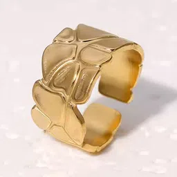 SHARLEEZ Gold Plated Textured Adjustable Finger Ring-picture-36