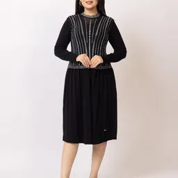 LASOON Embellished Woollen Maxi Dress-picture-26