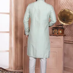 EVASTRO Ethnic Motifs Embroidered Regular Pure Cotton Straight Kurta with Pyjamas image 4