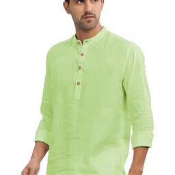 KNOWTED Mandarin Collar Roll-Up Sleeves Short Kurta image 4