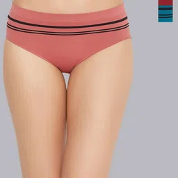 DressBerry Seamless Women Pack Of 3 Striped Basic Briefs-image-42