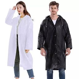 AllExtreme EVA Material Black & White Hooded Raincoat for Unisex-Adult Free Size, EXRC-BW1 (Pack of 2)-picture-14