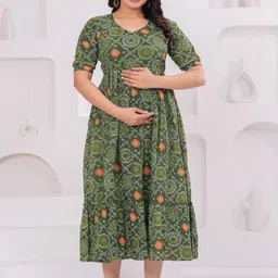 Style Heaven Floral Printed V-Neck Pure Cotton Maternity Angrakha Kurti image 3
