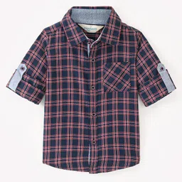 INFINITY Full Sleeves Checked Shirt - Navy Blue-picture-19