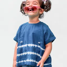 Tiber Taber 100% Cotton Half Sleeves Tie Dye Top - Blue-picture-11