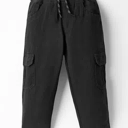 Rikidoos Cotton Solid Cargo Pants - Black-image-12