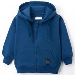kookie kids india Kookie Kids Terry Knit Full Sleeves Solid Color Hooded SweatJacket with Kangaroo Pocket - Navy Blue-picture-23