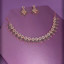 Anouk Rose Gold-Plated American Diamond Studded Jewellery Set image 2