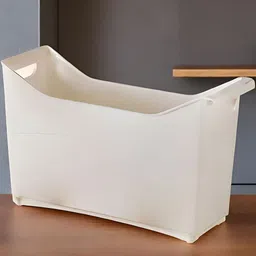 DecorTwist White Multi-Purpose Storage Basket With Wheels Organizer-picture-15