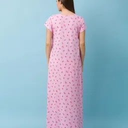 Bella Mama Half Sleeves Maternity Nighty Floral Print - Pink image 3