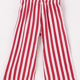 CrayonFlakes Back Elasticated & Front Tie Up Striped   Palazzo - Red image 3
