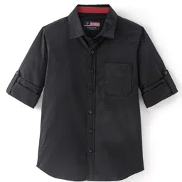 INFINITY Cotton Full Sleeves Legendary Text Back Printed Shirt - Black image 3