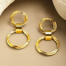 Rubans Voguish 18K Gold-Plated Dual Interlinked Drop Earrings image 3