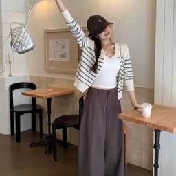 LULU & SKY Women Striped Cardigan image 5