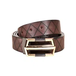 Sassora Men Textured Leather Buckle with Cutwork Design Belt image 5