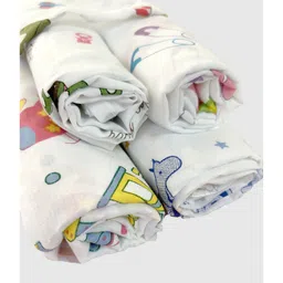 Trance Home Linen Super Soft Cotton Malmal Swaddle Wrap Pack of 4 - Multicolour image 3