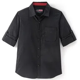 INFINITY Cotton Full Sleeves Legendary Text Back Printed Shirt - Black image 4