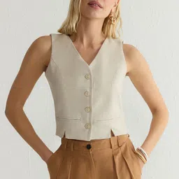 Trendyol Pure Cotton V-Neck Waistcoat-picture-29