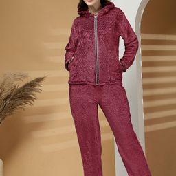 ETC Women Self Design Woollen Hooded Night Suit-picture-48
