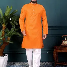 BH FAB Men Orange Cotton Kurtas-picture-33