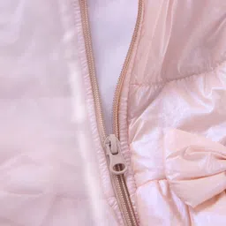 Little Kangaroos Sleeveless Quilted Jacket With Bow Applique Solid- Peach image 5