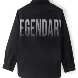 INFINITY Cotton Full Sleeves Legendary Text Back Printed Shirt - Black image 5