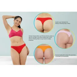 ORLIZEA Set Of 3 Cotton Blend Thongs Panty image 3